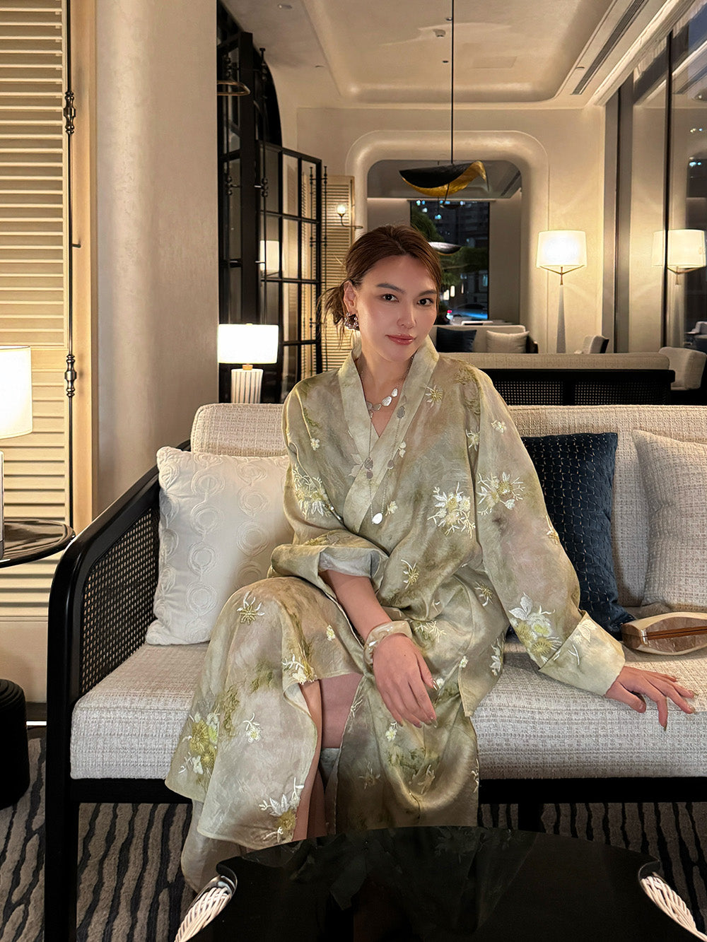 MUKZIN“Capsule Collection”New Chinese-style green elegant long-sleeve coat