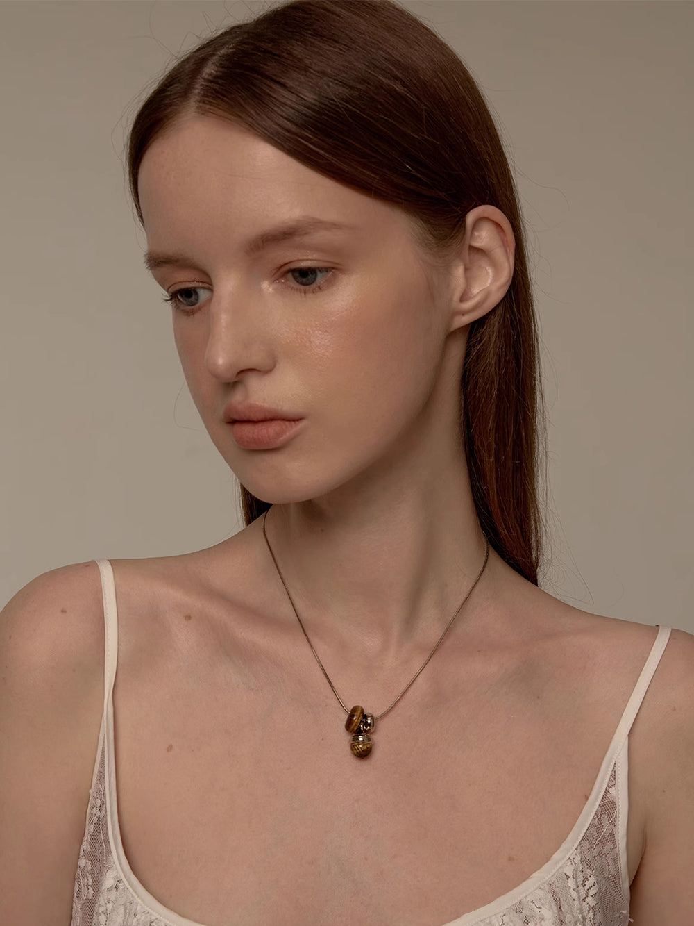 MUKTANK×SUN HUNTER Tiger's Eye Acorn Necklace
