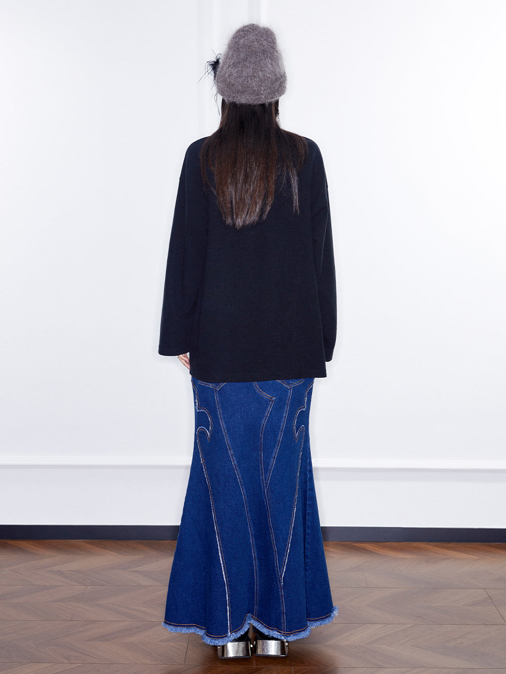 MUKZIN Linglong "Fengqi" Washed Denim Skirt