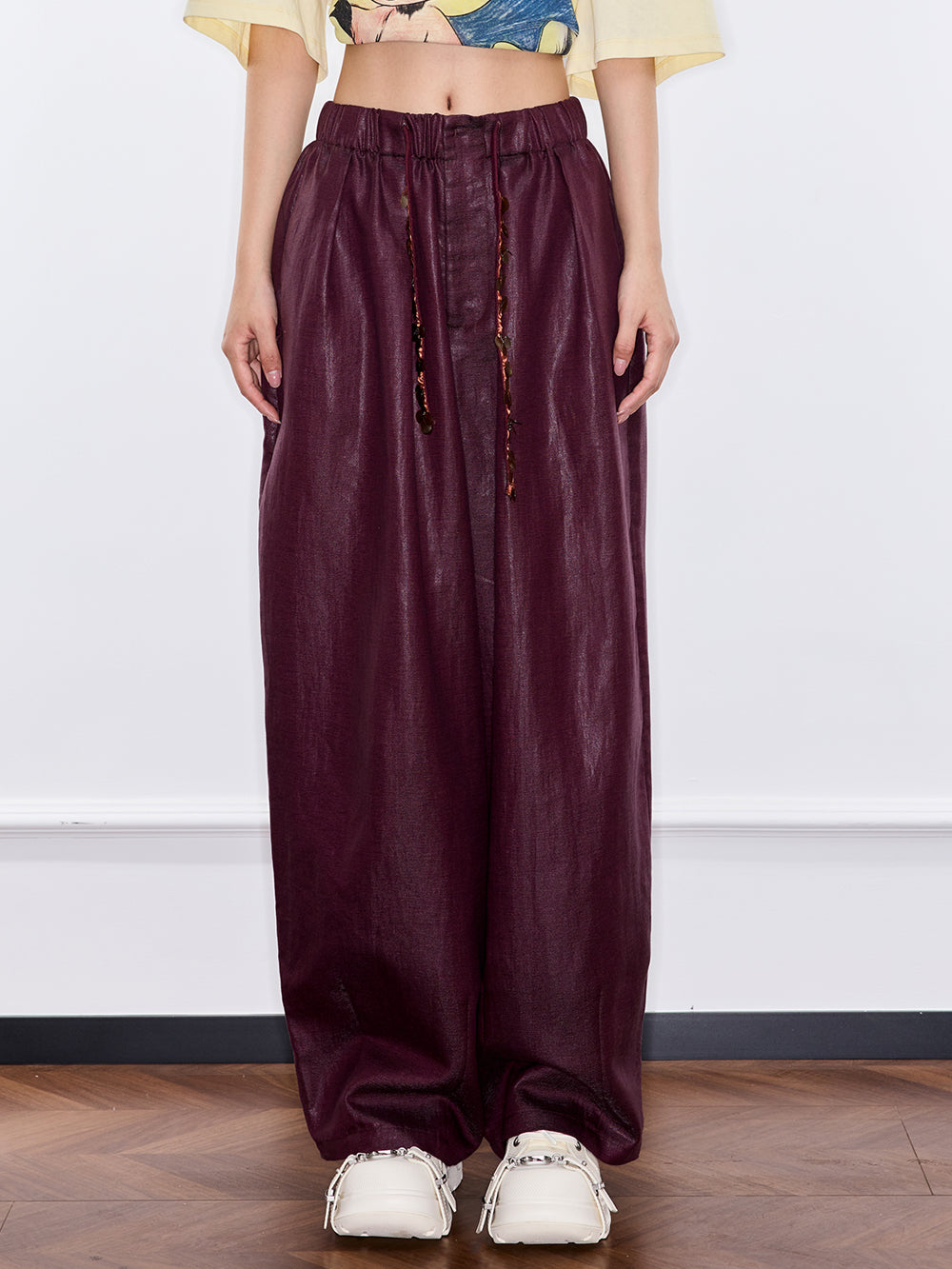 MUKZIN "Ode to the New Summer"Burgundy - colored Wide - leg Pants