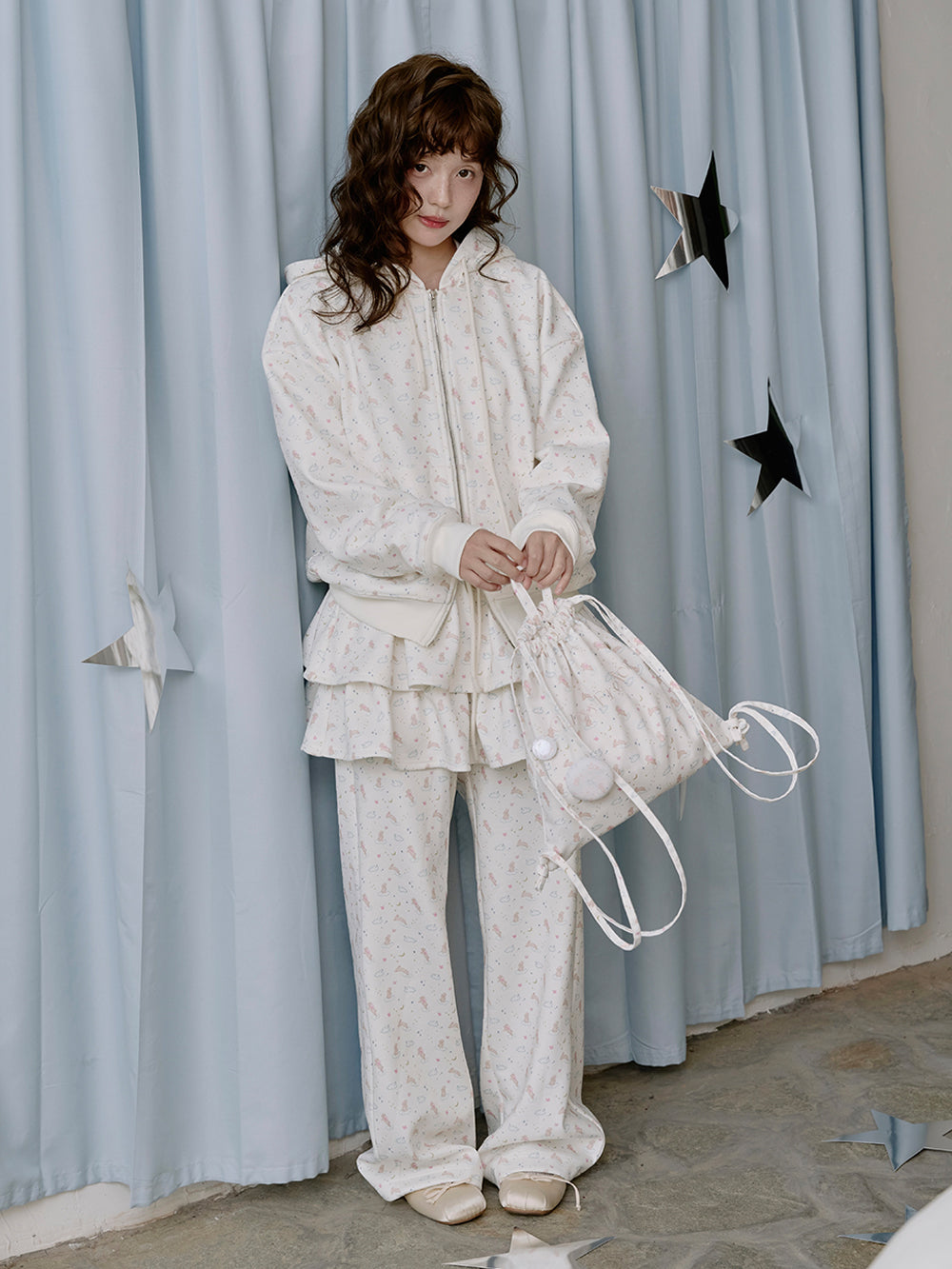 MUKTANK×LOUMUTAKU All-over Print Angel Bunny Pants