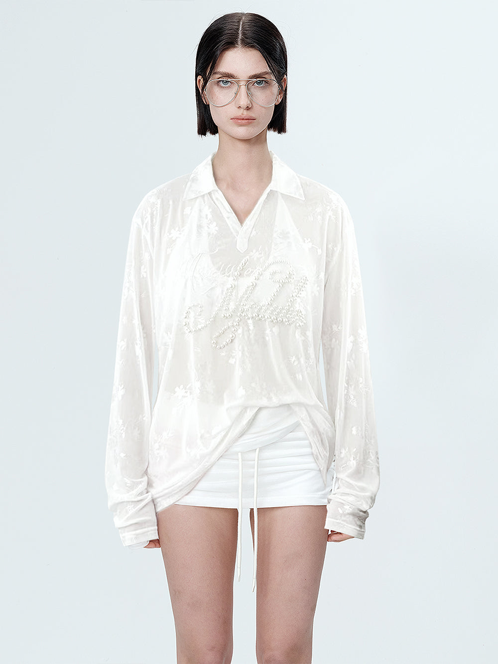 MUKTANK×MODULER Heavy-Detailed Polo Shirt with Pearl Embroidery