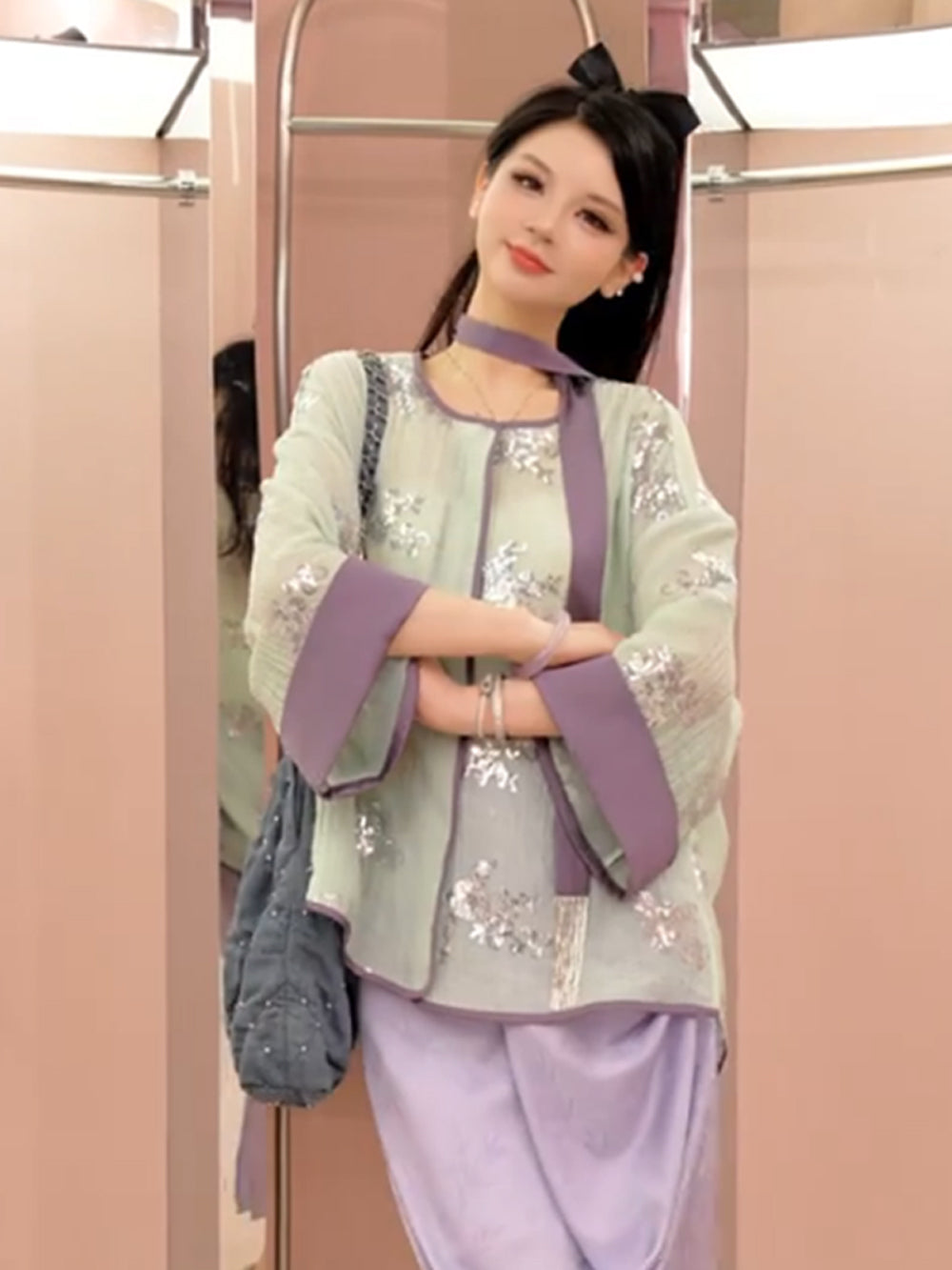 MUKZIN“Capsule Collection”Matcha Green Neo-Chinese Style Cardigan