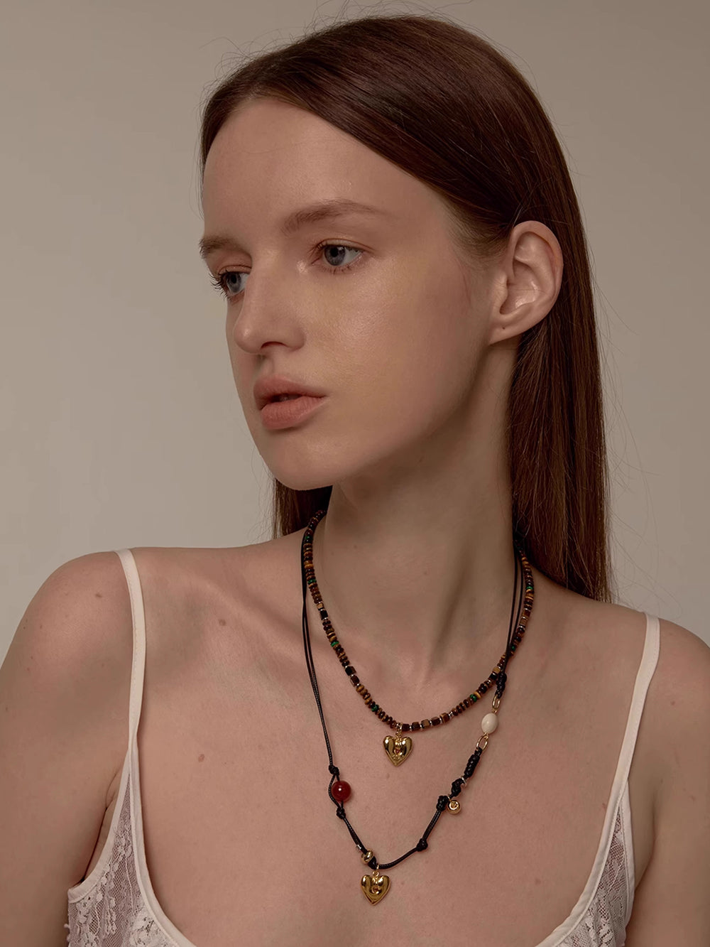 MUKTANK×SUN HUNTER Heart-shaped Braided Rope Necklace