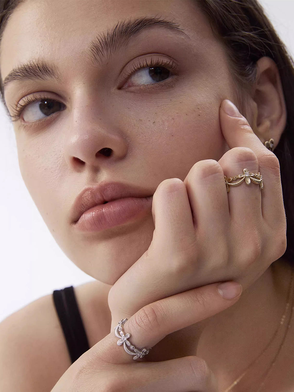 MUKTANK×SUN HUNTER Lace cross full-circle ring