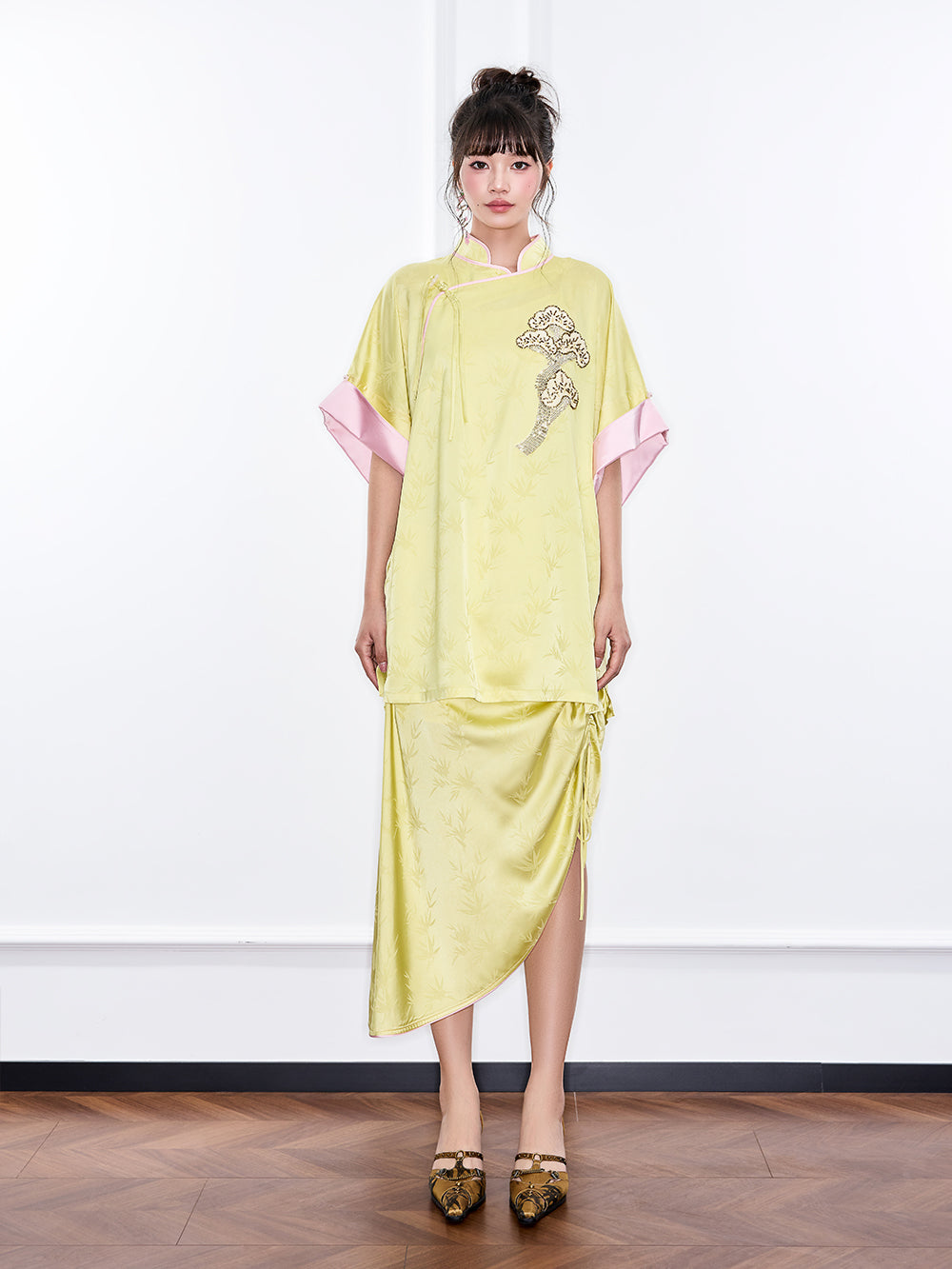 MUKZIN "Ode to the New Summer"Neo - Chinese Style Bamboo - Print Qipao