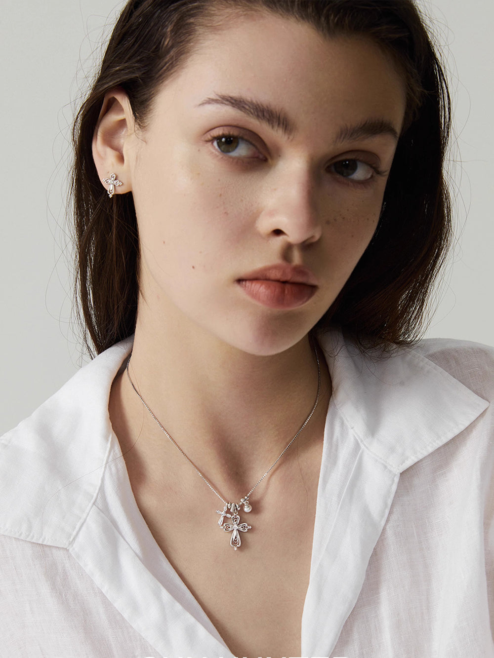 MUKTANK×SUN HUNTER Multi-pendant cross necklace
