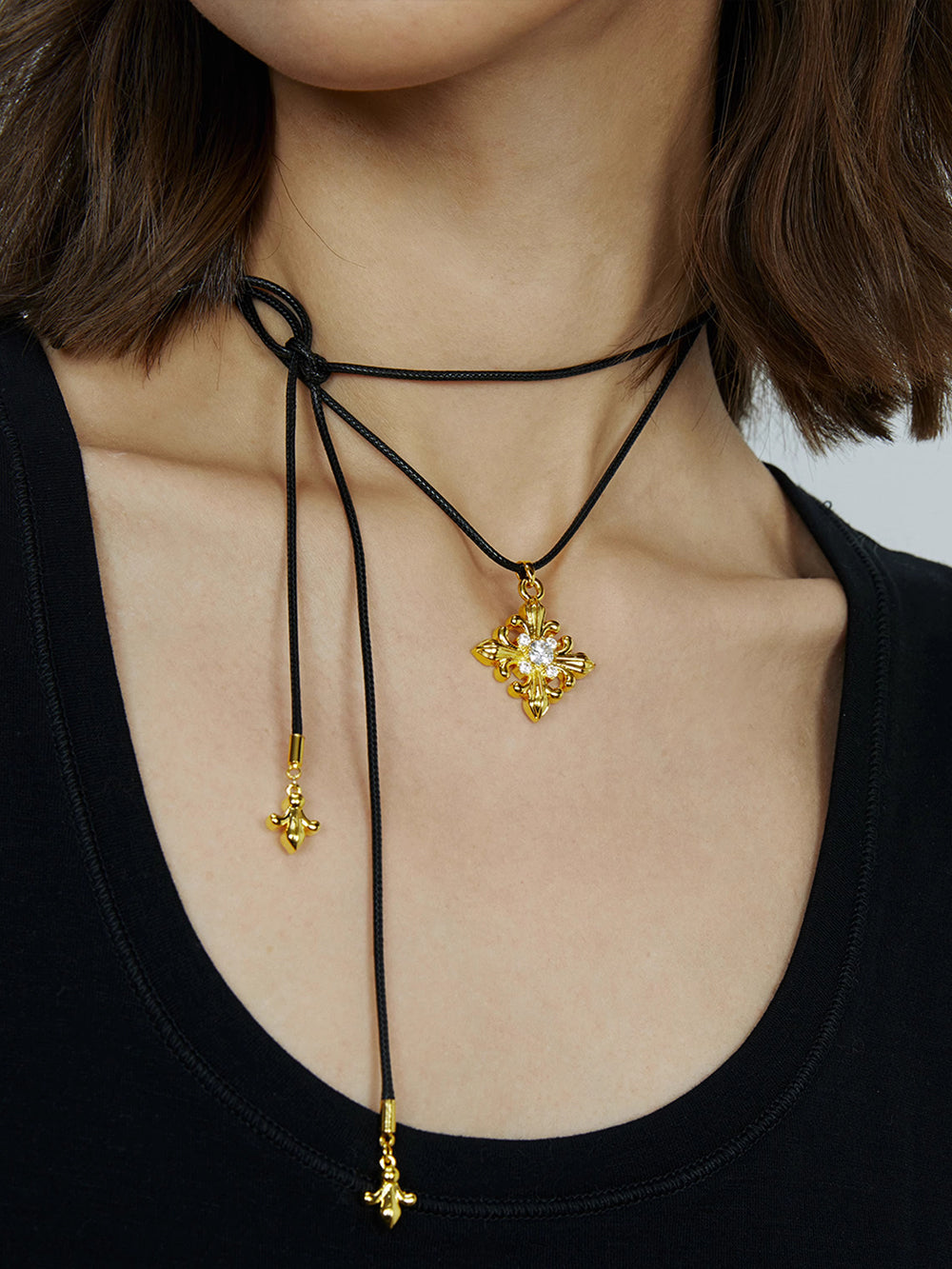 MUKTANK×SUN HUNTER Drawstring Leather Necklace with Iris Design