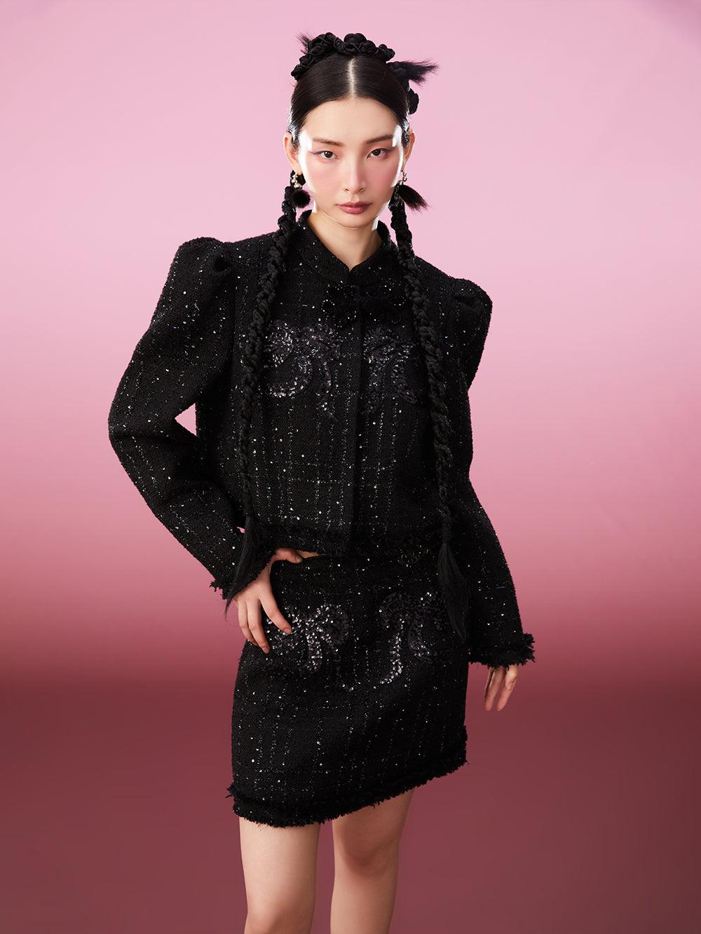 MUKZIN Puff Sleeve Popular Black Temperament All-match Coat