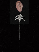 MUKTANK×DARK DREAM  3D printed spiky bone flower earrings with bead collisions and pearl-colored chains