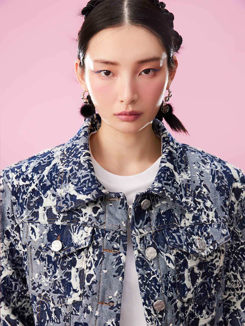 MUKZIN Retro Jacquard Original Slimming Denim Jacket