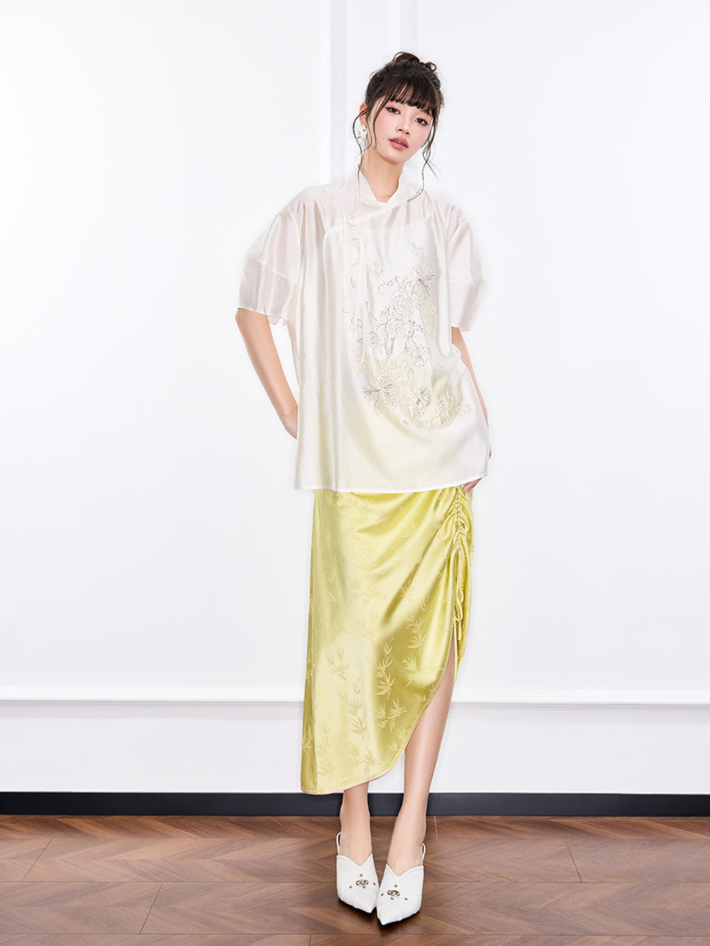 Mukzin "Ode To The New Summer"Short-Sleeved Shirt With New Chinese-Style Frog Buttons On The Placket