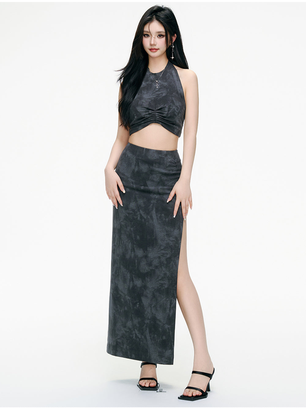 MUKTANK×ARDENCODE Washed-out Knit Halter Spaghetti Strap