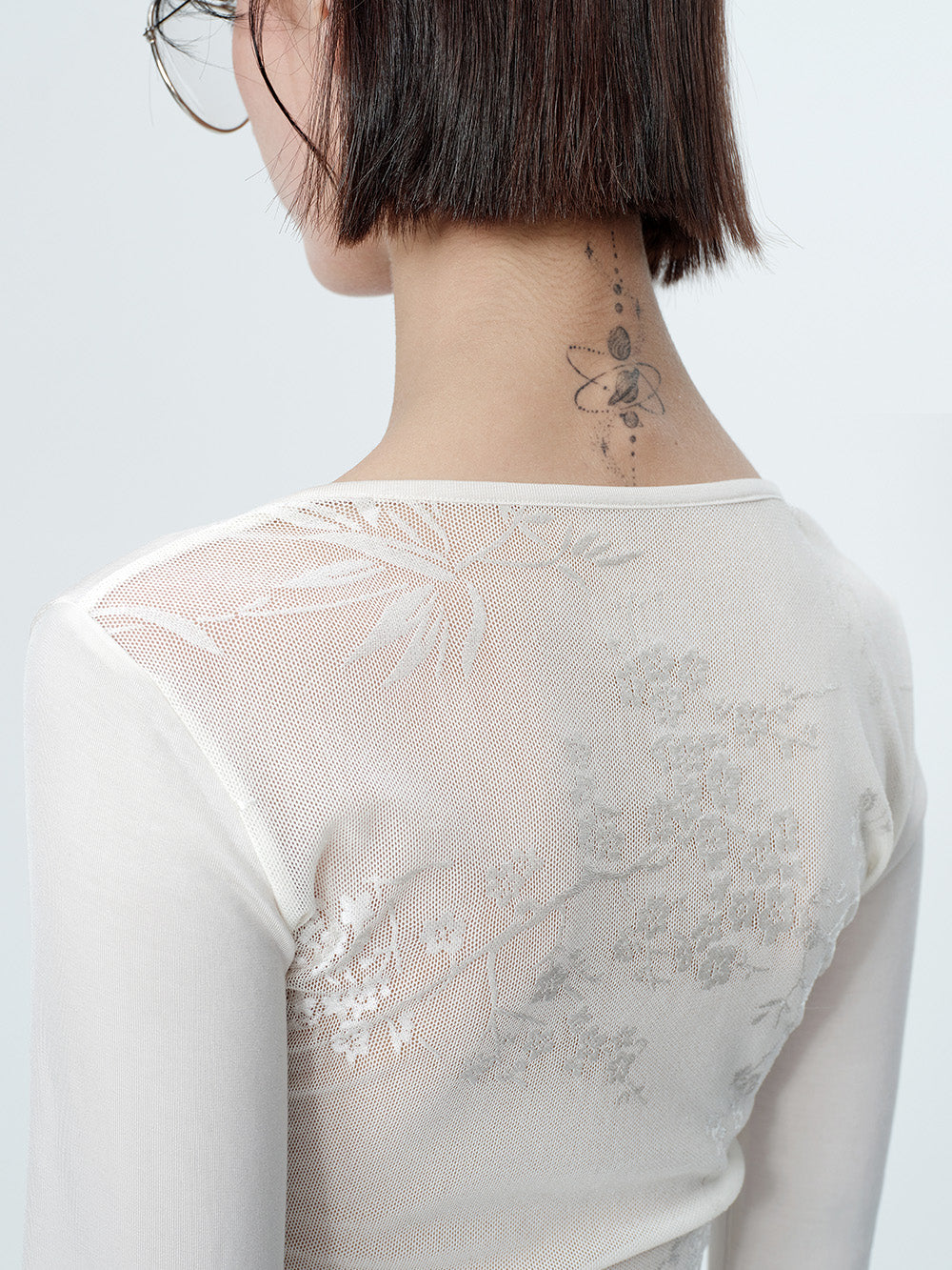 MUKTANK×MODULER Lace Splicing Micro-perspective Backless Knitted Top