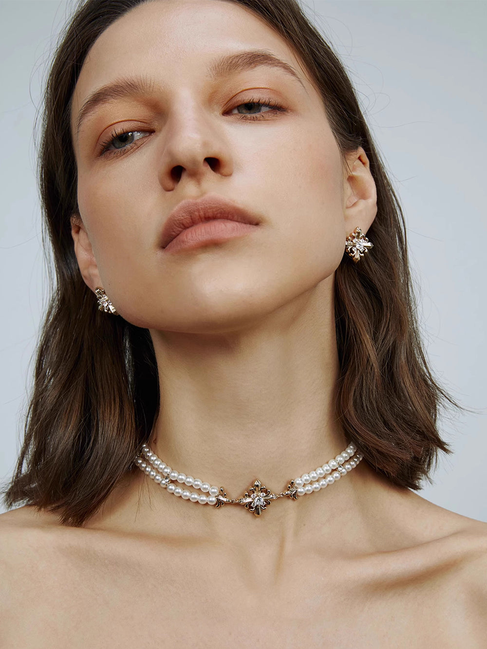 MUKTANK×SUN HUNTER Iris-themed Pearl Neck Chain