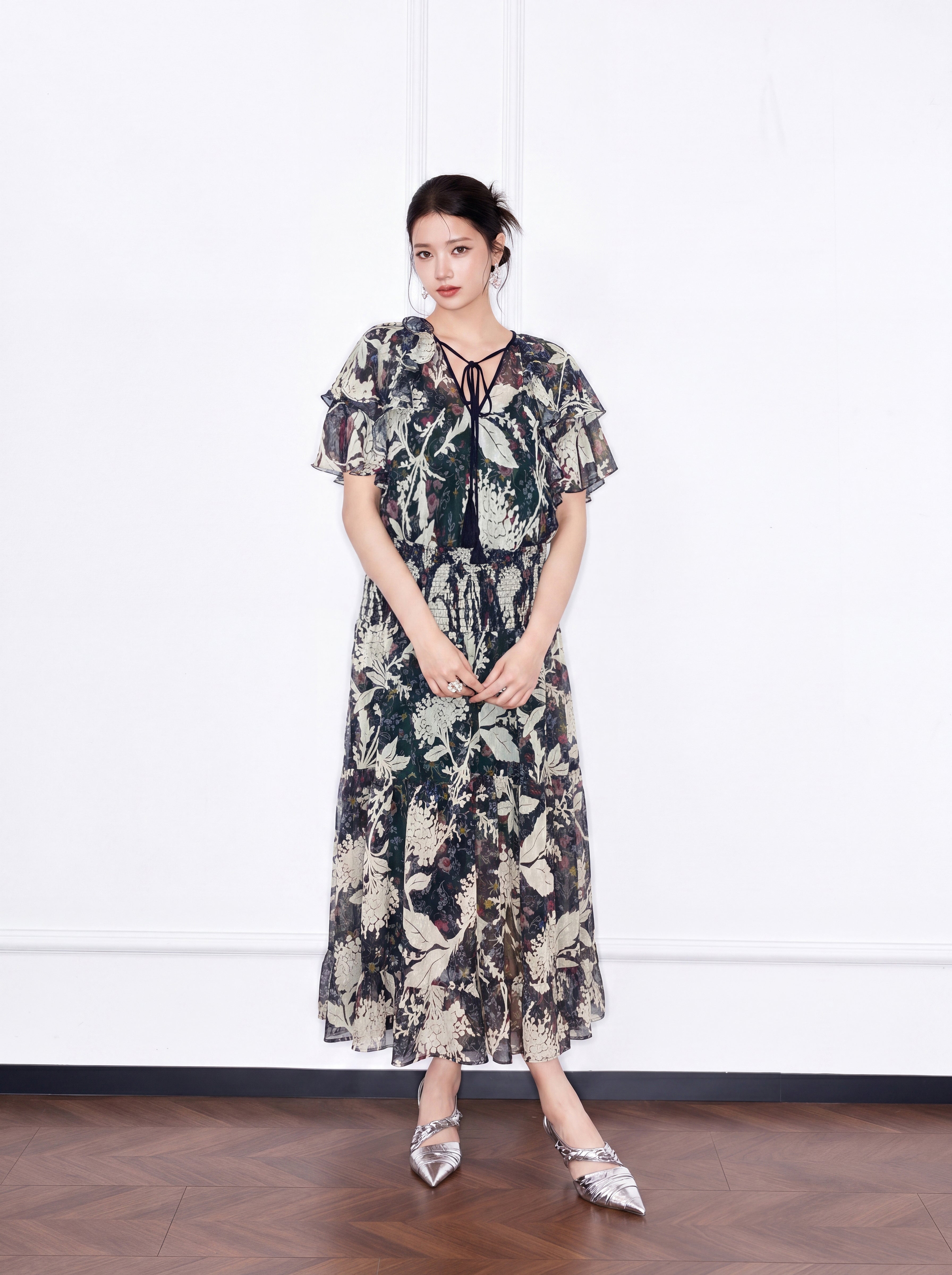 MUKZIN×"Capsule Collection" Modern Chinese Printed Resort 2-Piece Dress