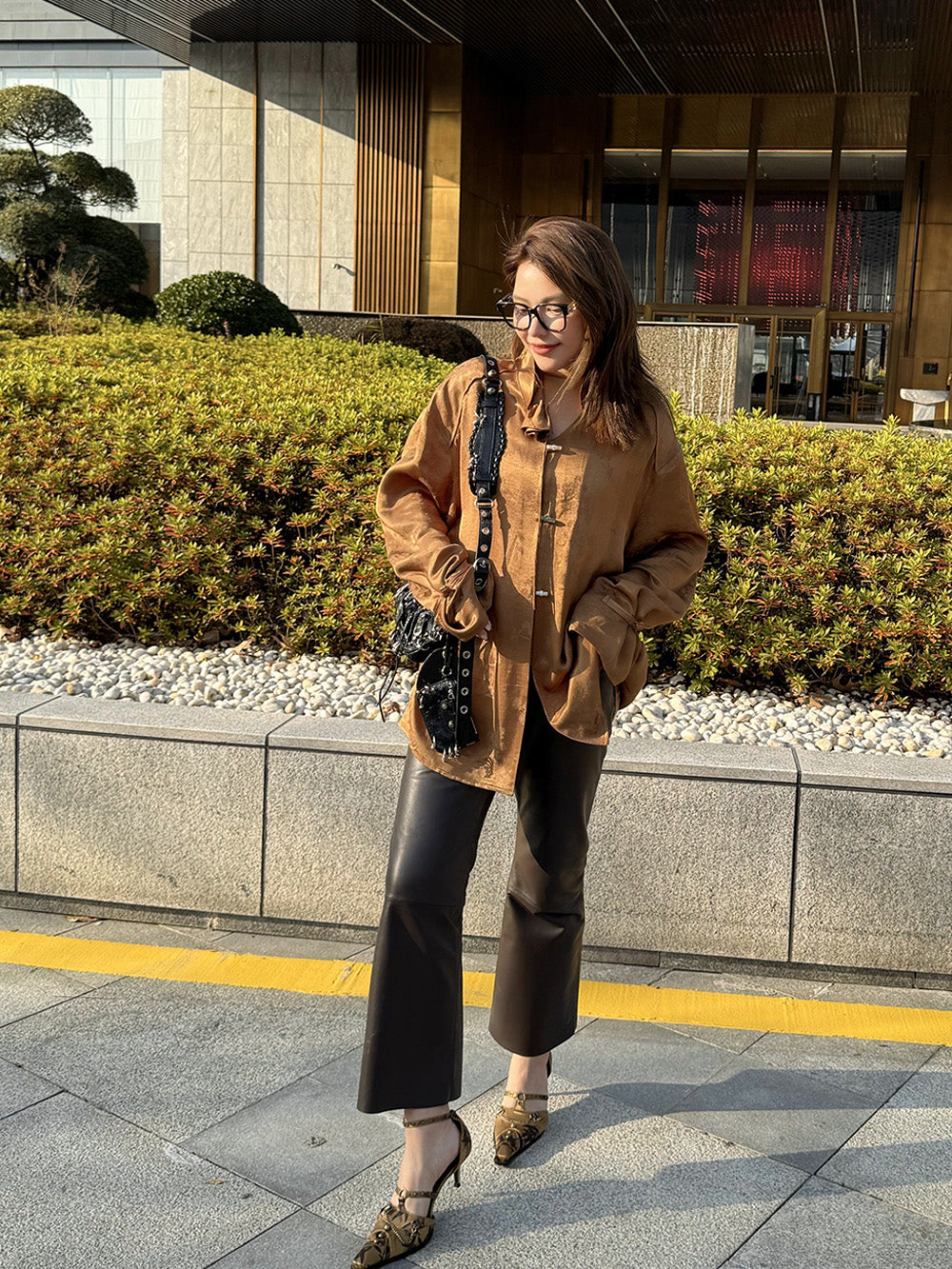 MUKZIN“Capsule Collection”Retro Chinese-style Frog Button Silk-like Satin Jacquard Shirt