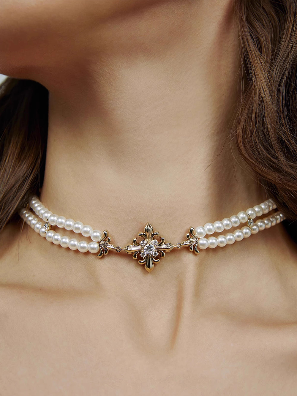 MUKTANK×SUN HUNTER Iris-themed Pearl Neck Chain