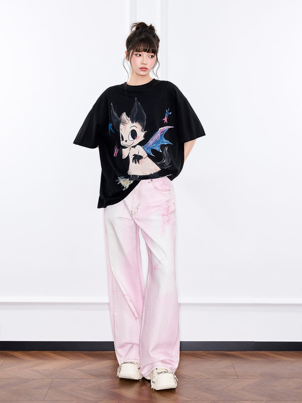 Mukzin "Ode To The New Summer"Chinese-Style Pink Loose And Casual Jeans