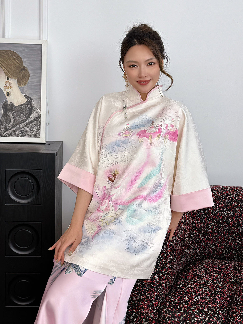 Mukzin“Capsule Collection”New Chinese-Style Light Luxury Printed Slimming Dress