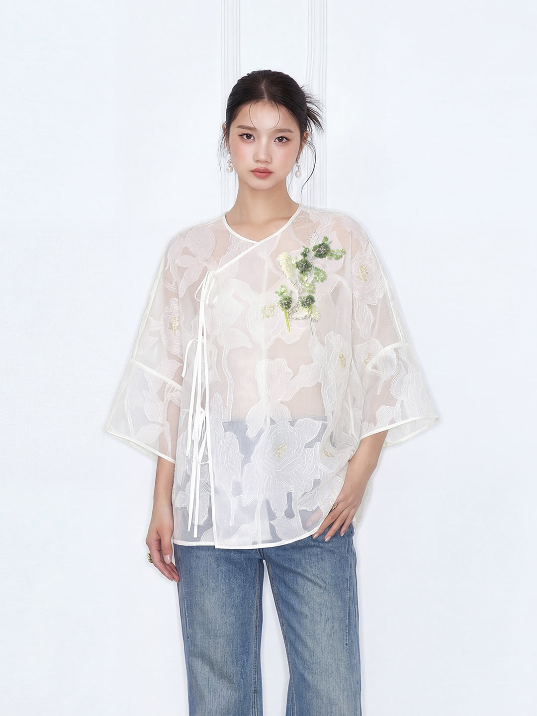MUKZIN "Capsule Collection" New Chinese Style Embroidered Changyi Mulberry Silk Shirt