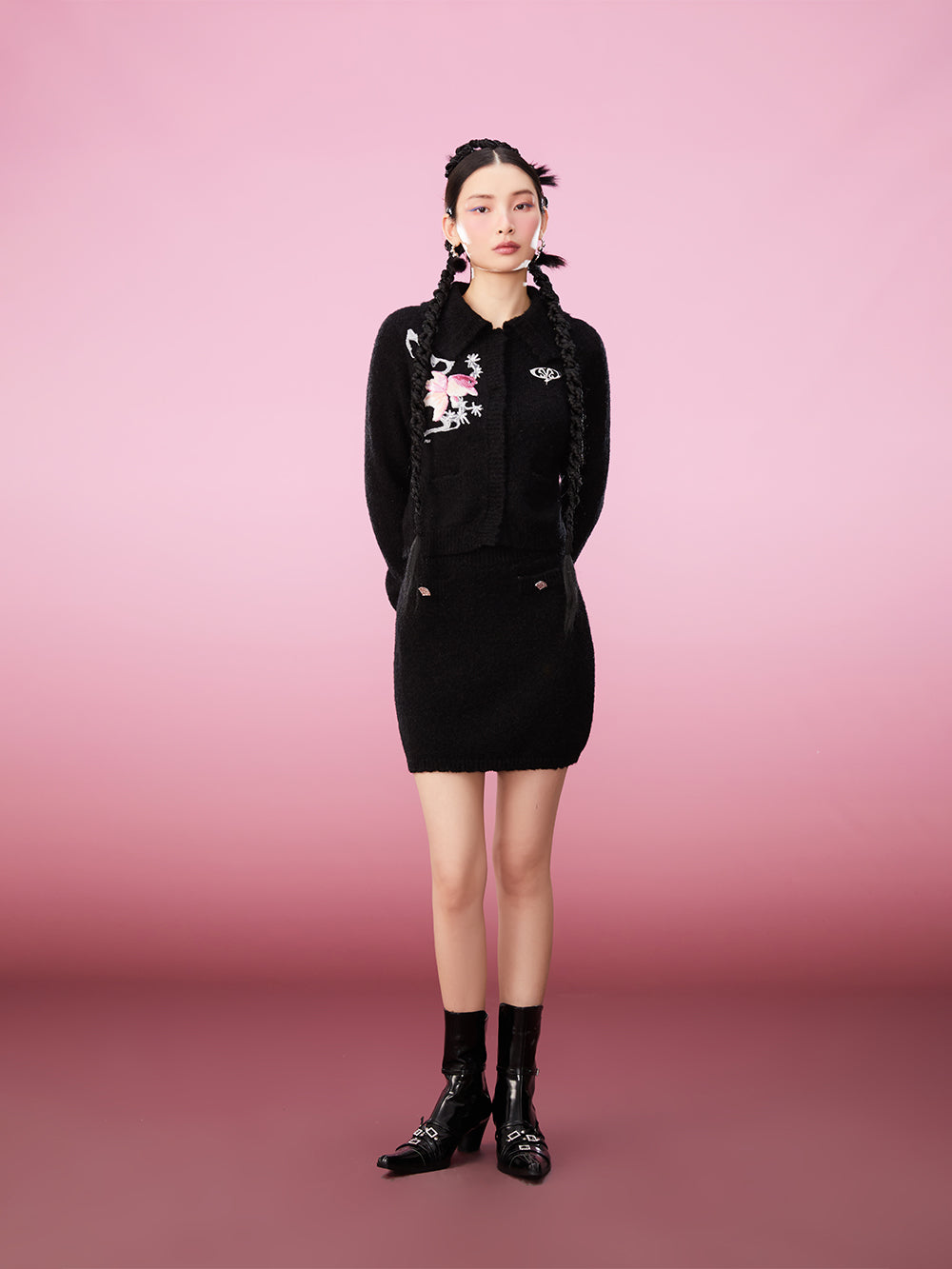 MUKZIN Classic Black Slim Fit All-match Fashion Knit Cardigan