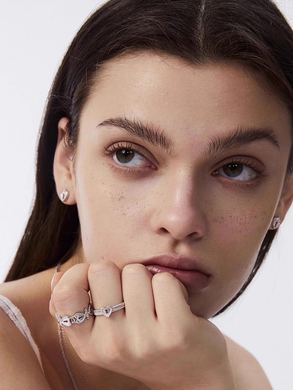 MUKTANK×SUN HUNTER Lace heart double-lock ring