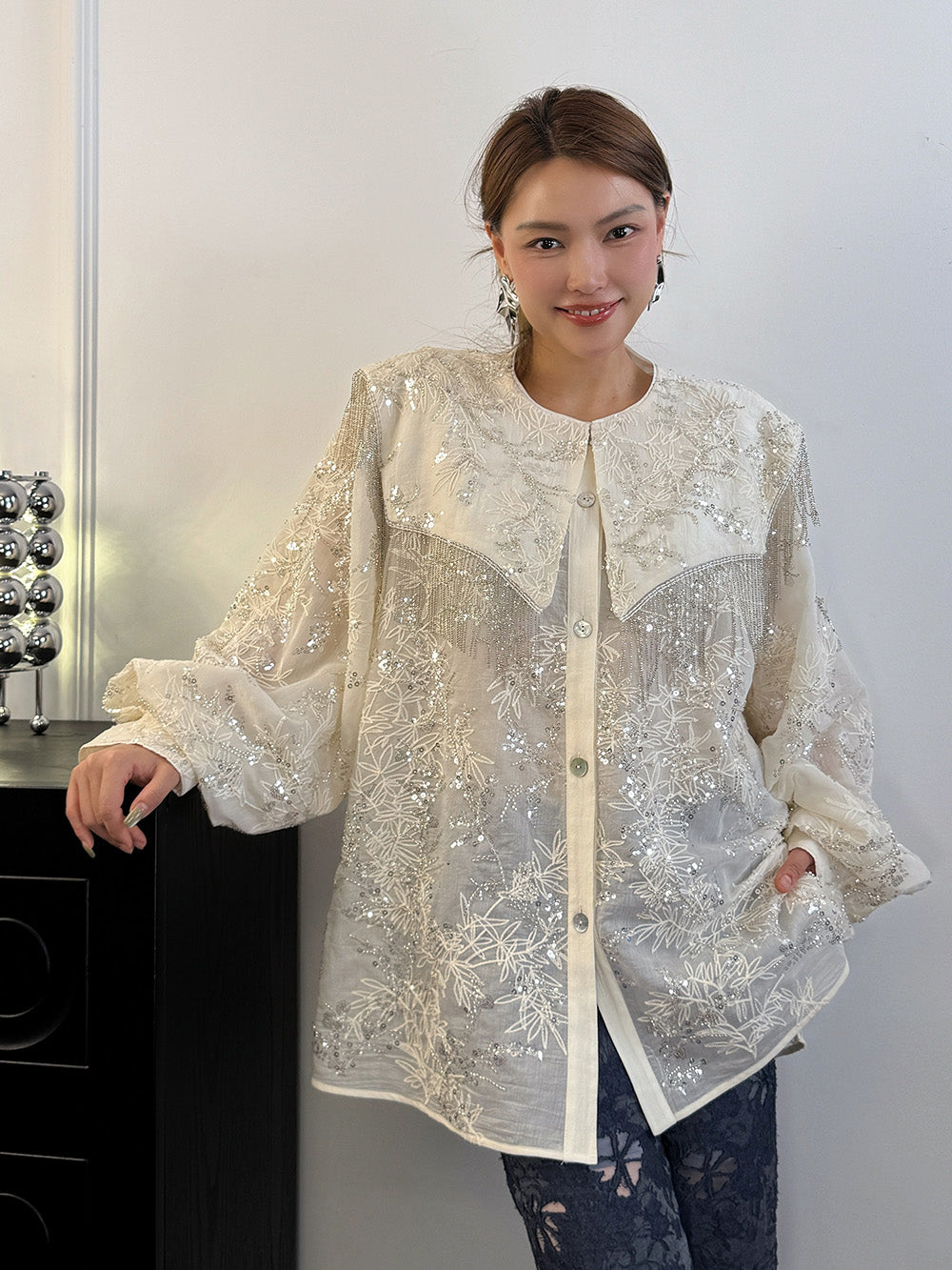 MUKZIN“Capsule Collection”White Chinese-style national trend shirt