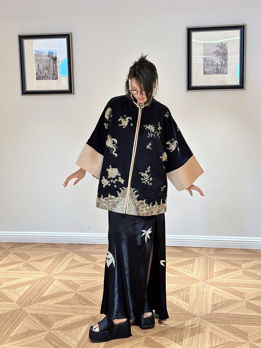 コート Golden  Double-breasted boyfriend jacket Double-breasted lamé jacquard tuxedo jacket in Gold for Men