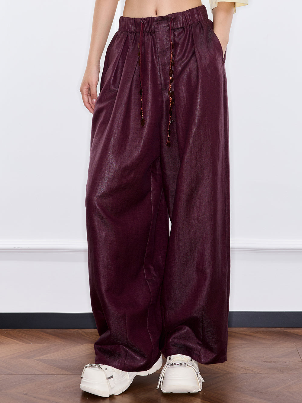 MUKZIN "Ode to the New Summer"Burgundy - colored Wide - leg Pants