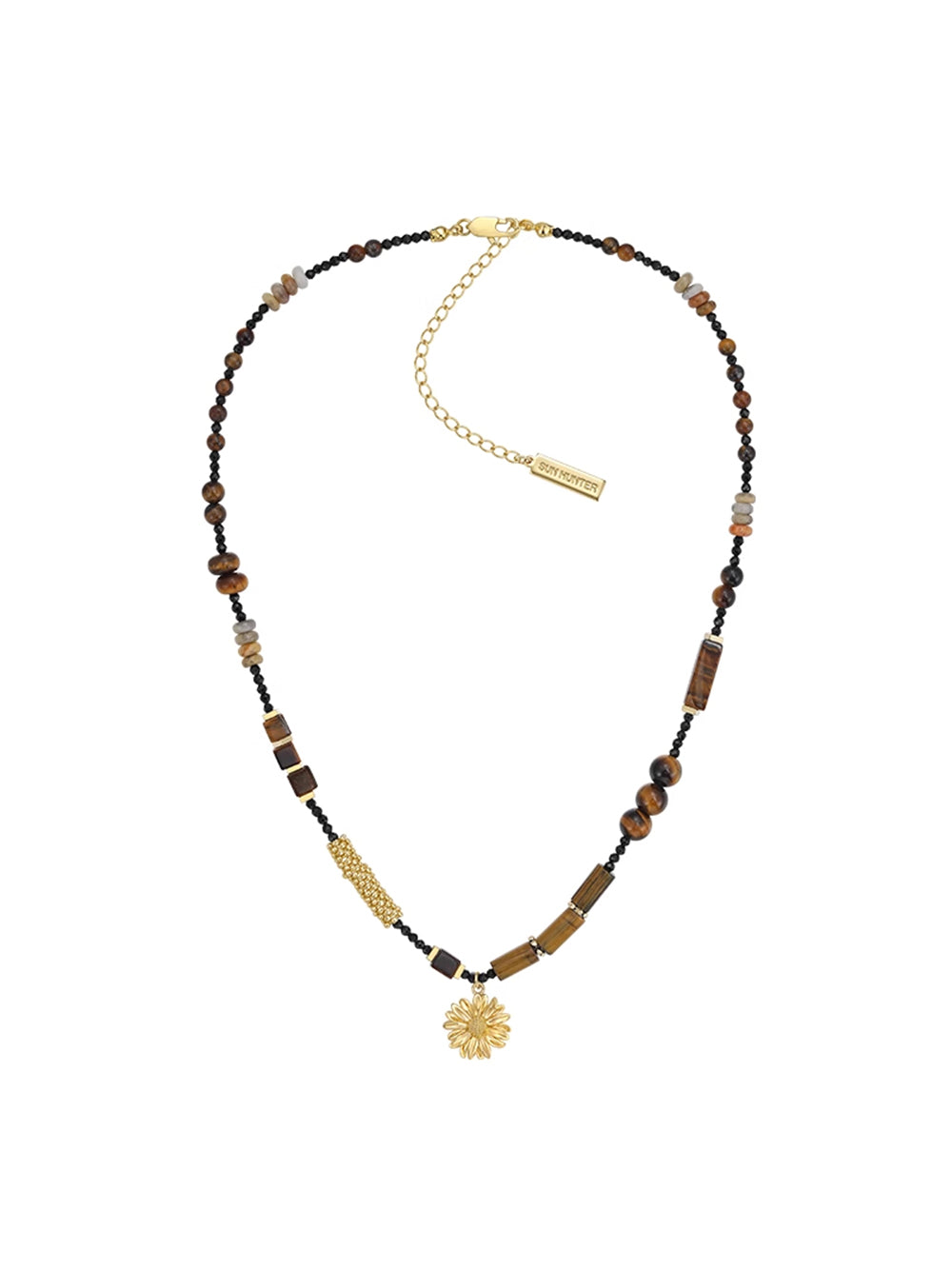 MUKTANK×SUN HUNTER Gerbera and Tiger's Eye Necklace