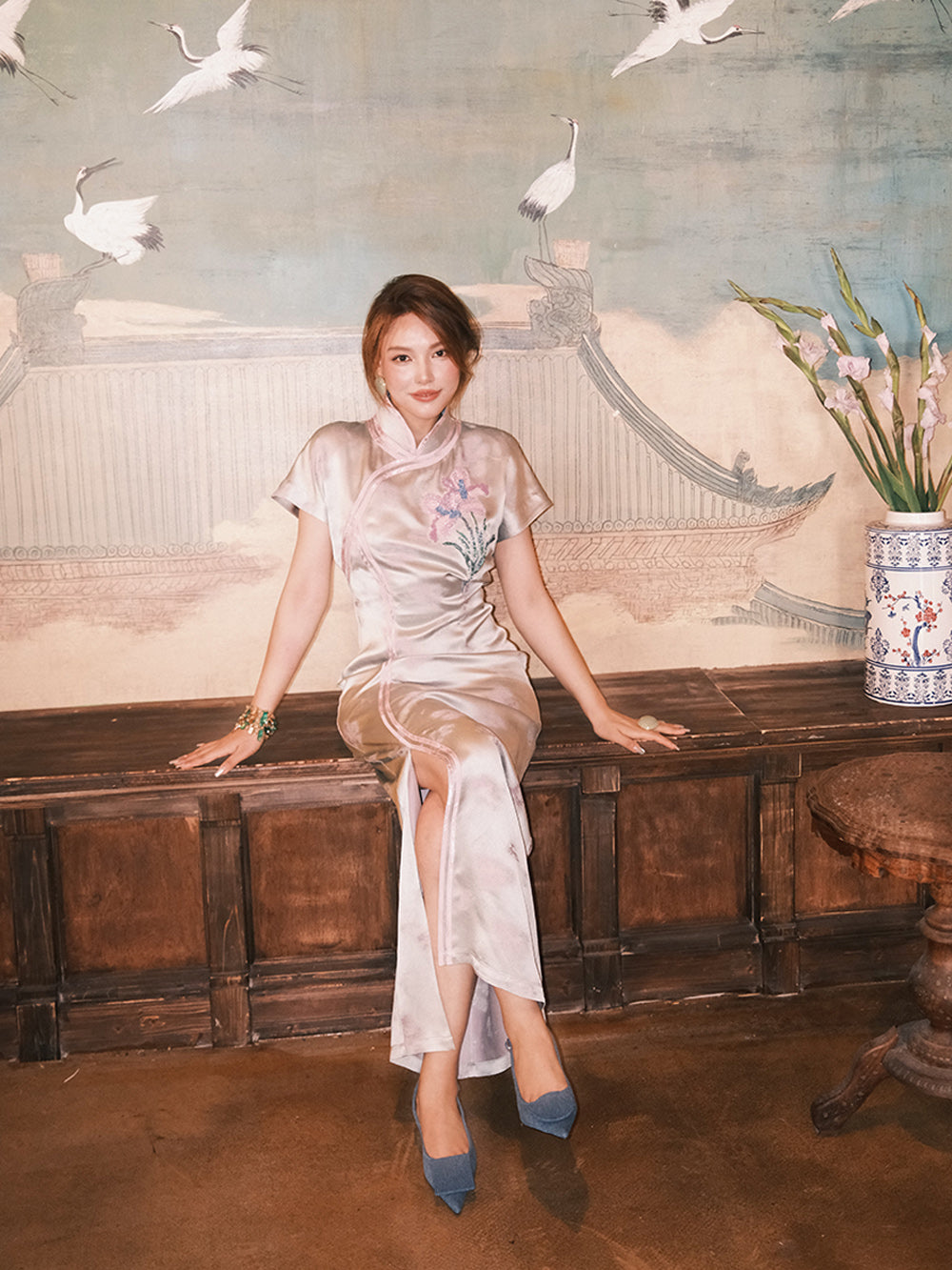 MUKZIN“Capsule Collection”Intangible Heritage Su Embroidery × Monet Brushstrokes! "Victory at First Step" Jacquard Qipao