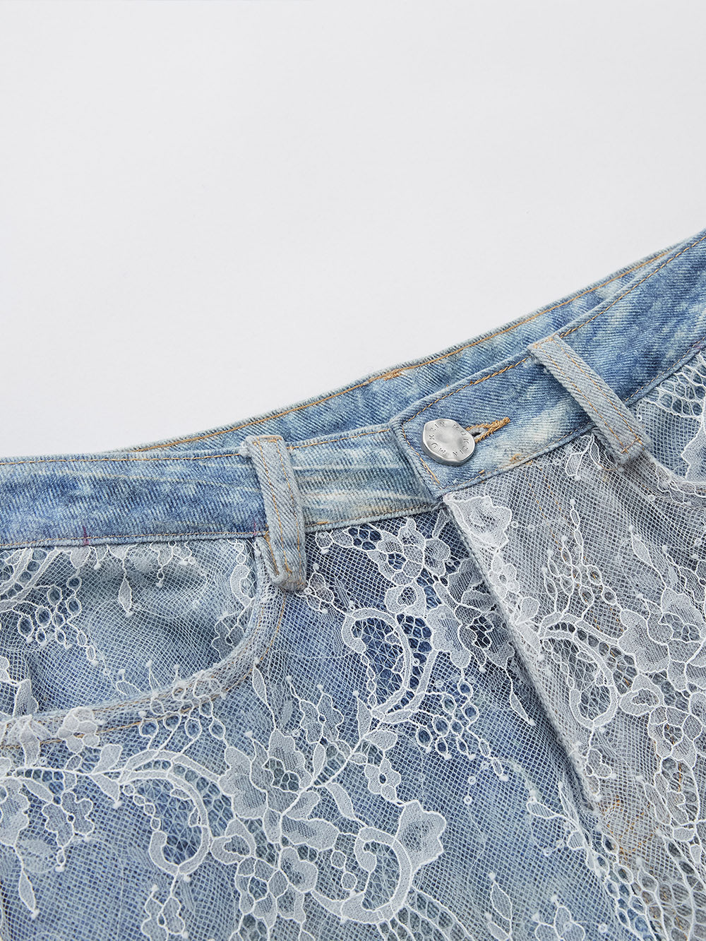 MUKZIN SpringPrelude“A Dream in the Curtain”Lace Patchwork Wide-leg Jeans