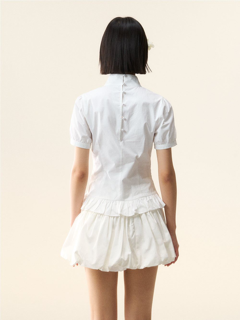 MUKTANK×LOUMUTAKU Short-sleeved Shirt with Butterfly Bead Embroidery