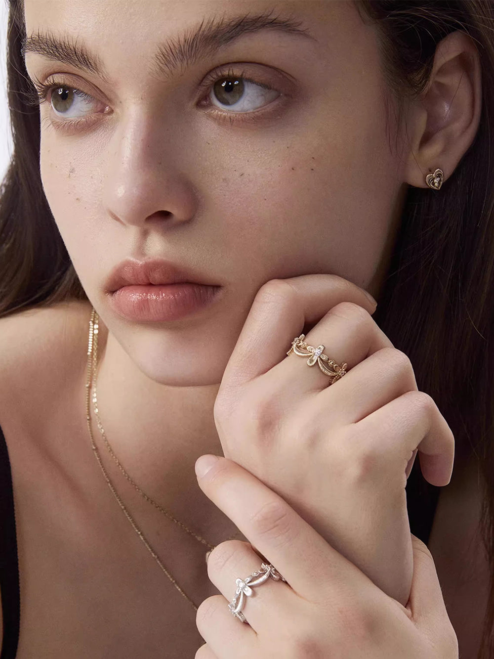 MUKTANK×SUN HUNTER Lace cross full-circle ring
