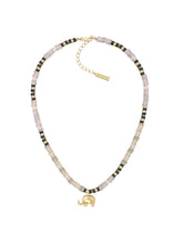 MUKTANK×SUN HUNTER Black and White Agate Little Elephant Necklace