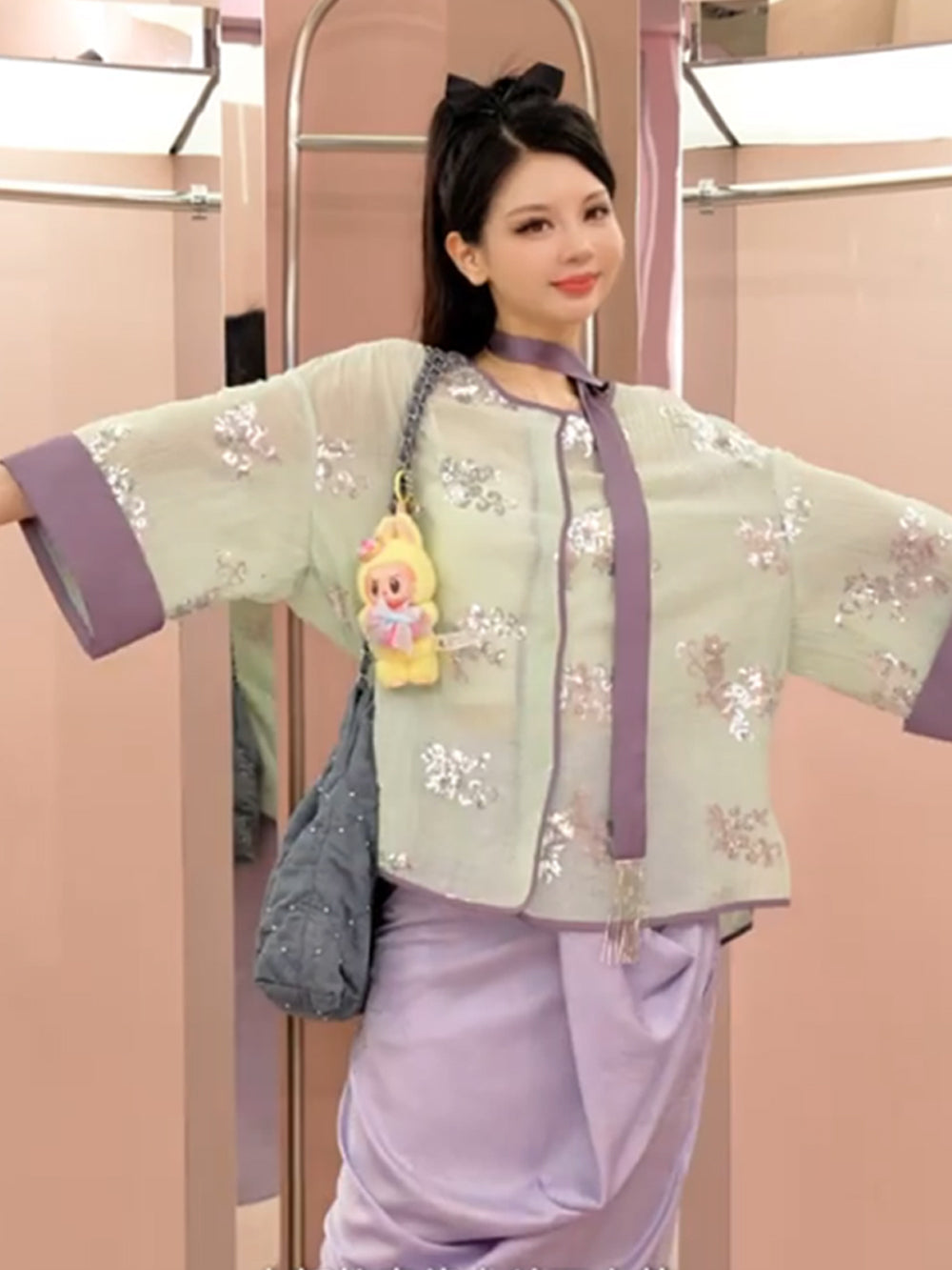 MUKZIN“Capsule Collection”Matcha Green Neo-Chinese Style Cardigan