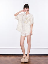 MUKZIN "Ode to the New Summer"Chinese-style Retro National Style Embroidered Sequin Loose Casual Shorts
