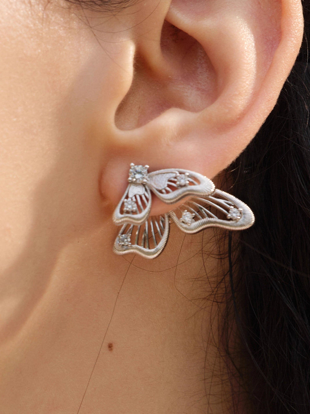 MUKTANK×SUN HUNTER “Emergence”Lace Butterfly Multi - Way Stud Earrings
