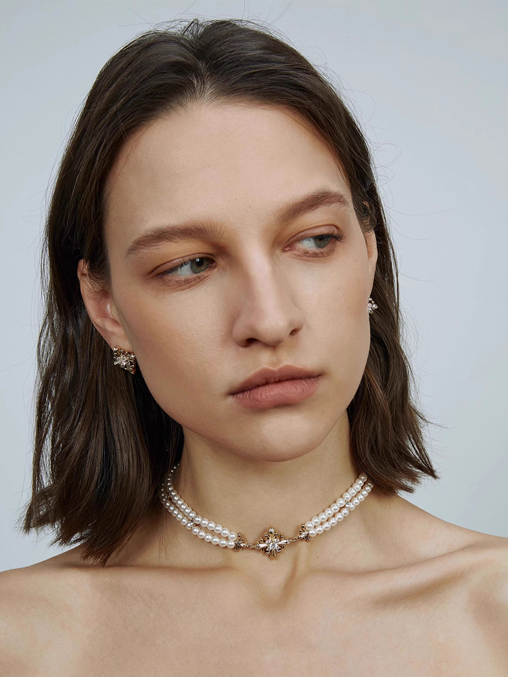 MUKTANK×SUN HUNTER Iris-themed Pearl Neck Chain