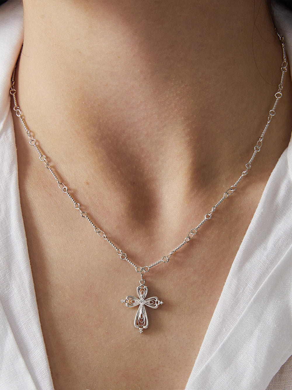 MUKTANK×SUN HUNTER Lace cross plain chain
