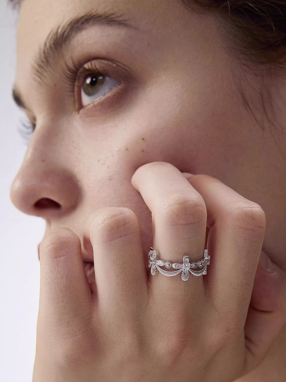 MUKTANK×SUN HUNTER Lace cross full-circle ring