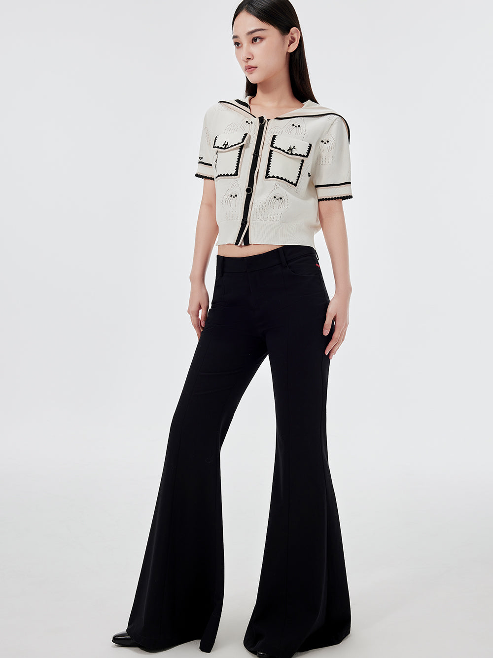 MUKZIN Black Casual Flared Pants