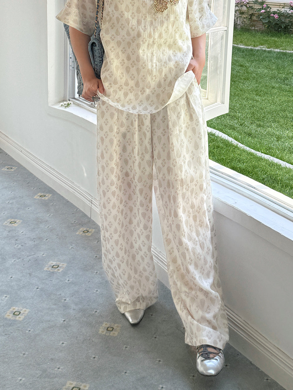 MUKZIN×Capsule Collection New Chinese-style intangible cultural heritage embroidery casual linen pant