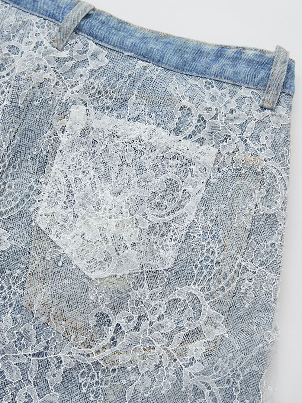 MUKZIN SpringPrelude“A Dream in the Curtain”Lace Patchwork Wide-leg Jeans