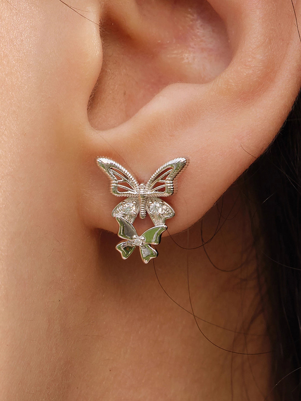 MUKTANK×SUN HUNTER “Emergence”Large & Small Lace Butterfly Earrings