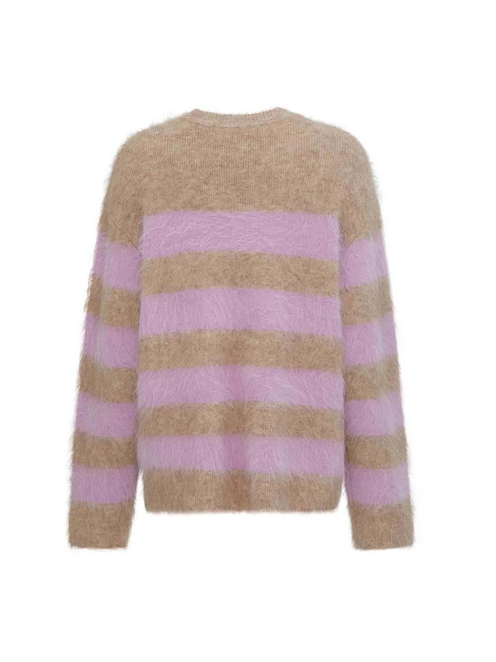 MUKZIN“Realm of Ethereal Mist”Cute Pony Embroidered Crew Neck Striped Knit Sweater
