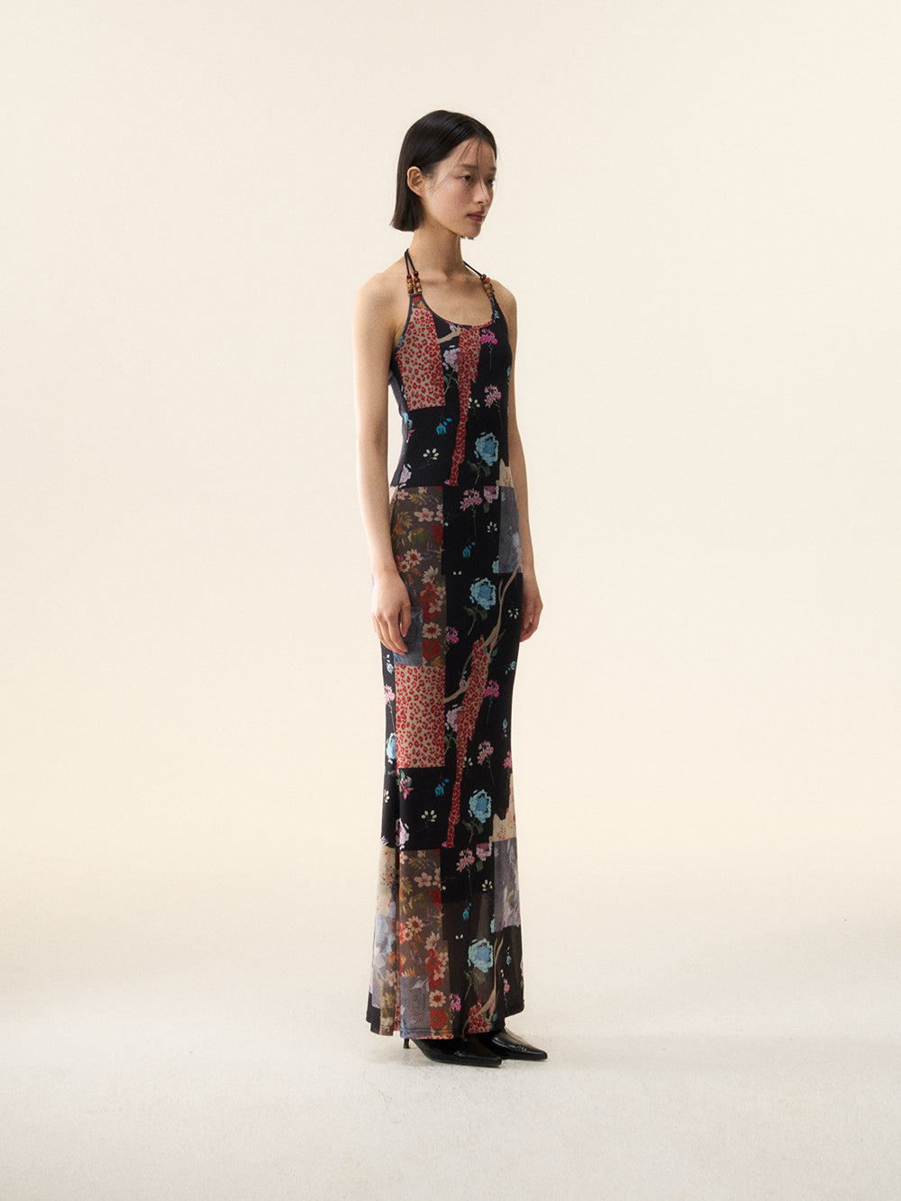 MUKTANK×LOUMUTAKU Chinese-style Beaded Suspender Dress