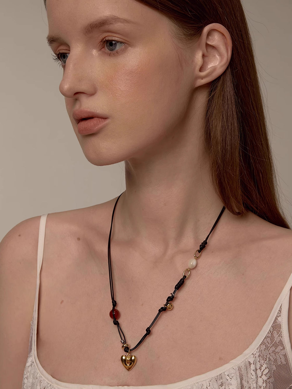 MUKTANK×SUN HUNTER Heart-shaped Braided Rope Necklace