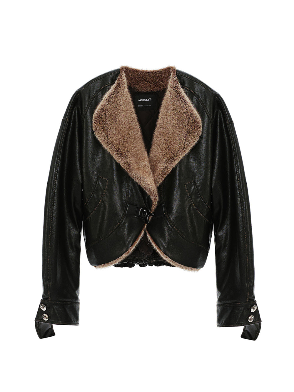 MUKTANK×MODULER Faux Mink Fur Collar Quilted Pumpkin-Shaped Coat